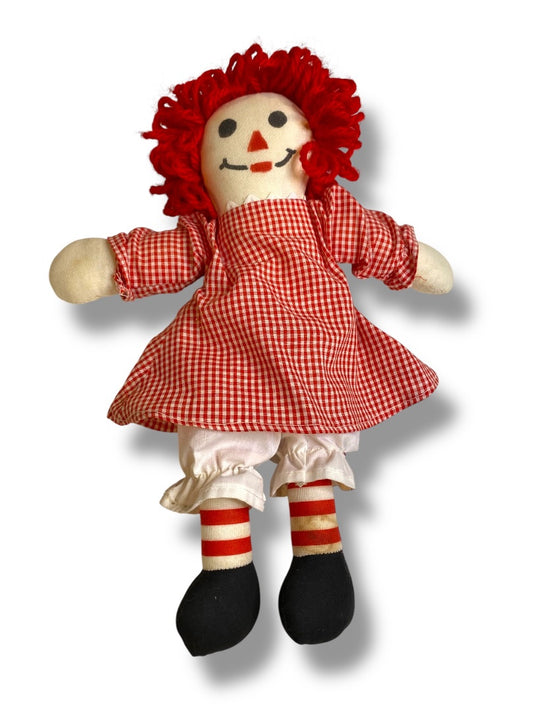 Vintage Raggedy Ann Rag Doll 12 Inch Handmade Red Gingham