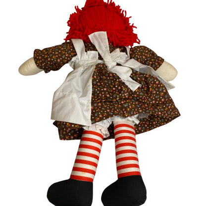 Vintage Raggedy Ann Rag Doll Handmade  18" Embroidered Face