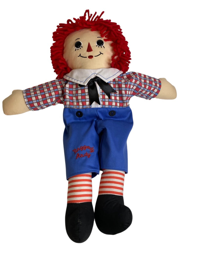 Vintage Raggedy Andy Rag Doll 17" Button Eyes Embroidered Face