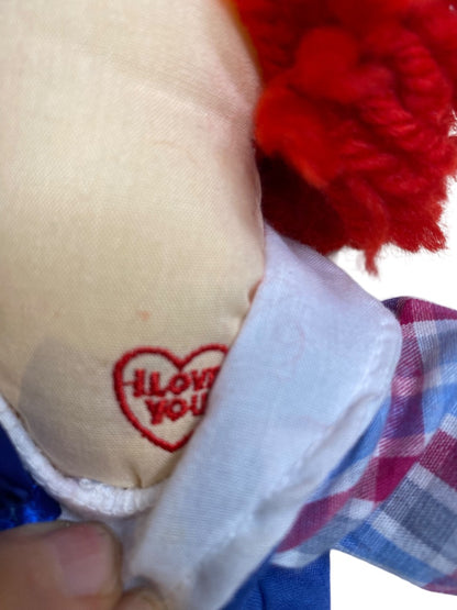 Vintage Raggedy Andy Rag Doll 12" Button Eyes Embroidered Face