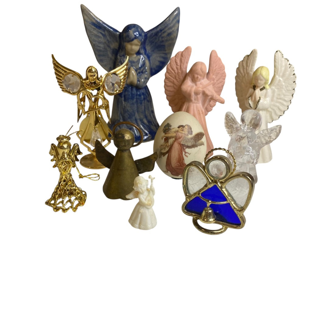 Lot of 10 Collectible Angel Figurines Tabletop Assorted 1.5"-5.5"