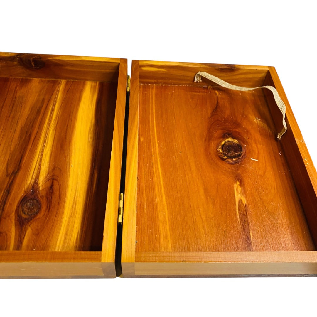 1950s Holy Bible in Hinged Cedar Box Revised Standard Nelson
