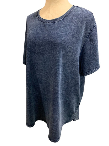 2X Jane & Delancey Womens Denim Look Tshirt Short Sleeve Blue