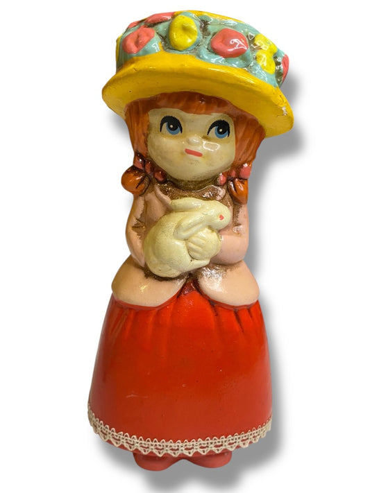 Vintage Napco Japan Papier Mache Girl Bunny Figurine M-8364 6"