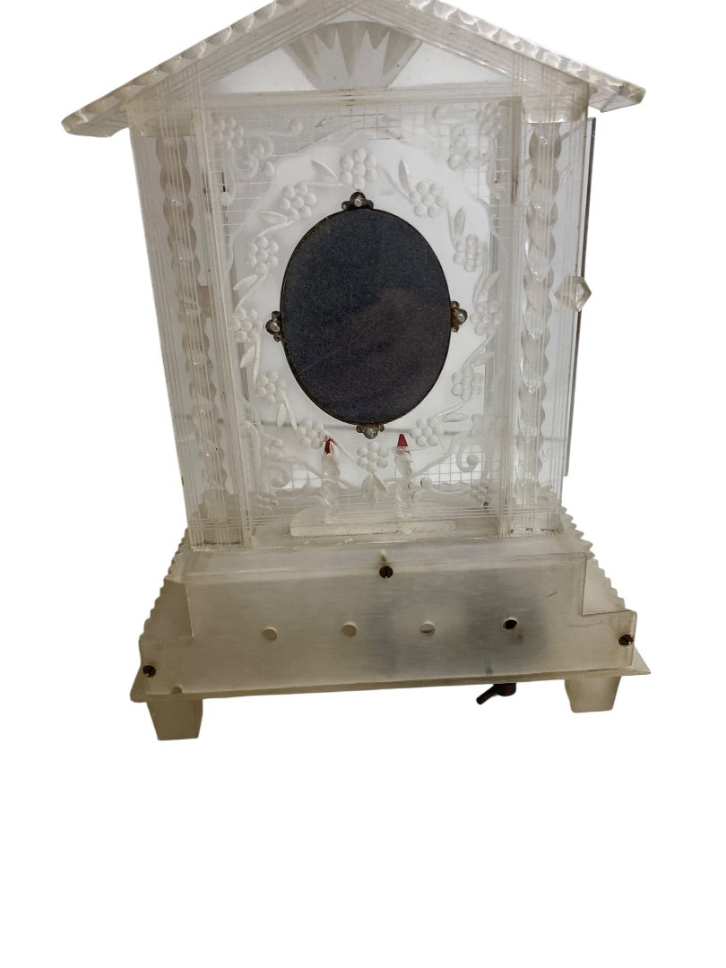 Vintage Acrylic Clear Music Box Jesus and Mary Music Box Not Working Shrine