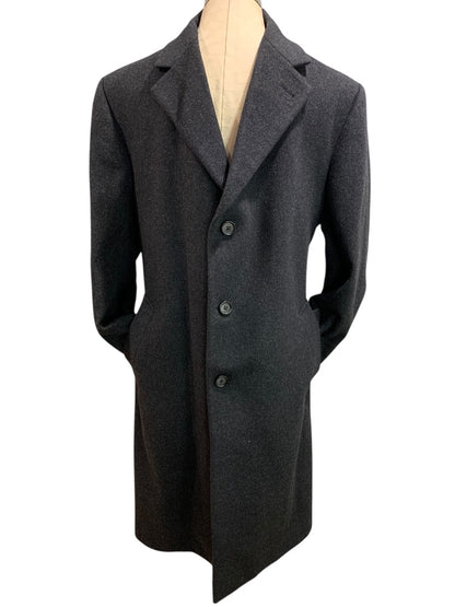 Size 42S Stafford Performance Mens Wool Blend Charcoal Overcoat Short