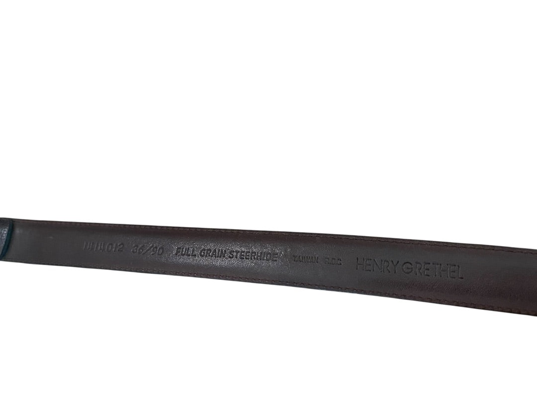 Size 36 Henry Grethel Belt Full Grain Steerhide Dark Brown Leather .75" width