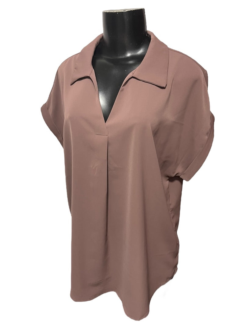 Large Gaharu Collared Cap Sleeve Womens Blouse New