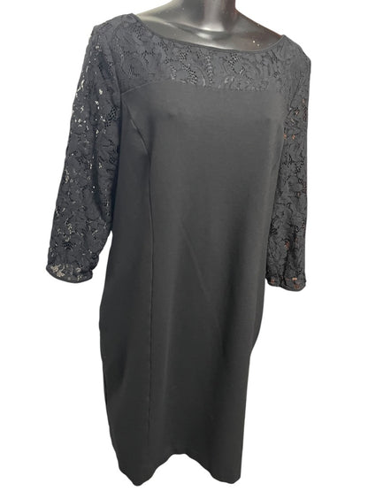 Size 16 Talbots Lace 3/4 Sleeve Back Zipper Dress Black