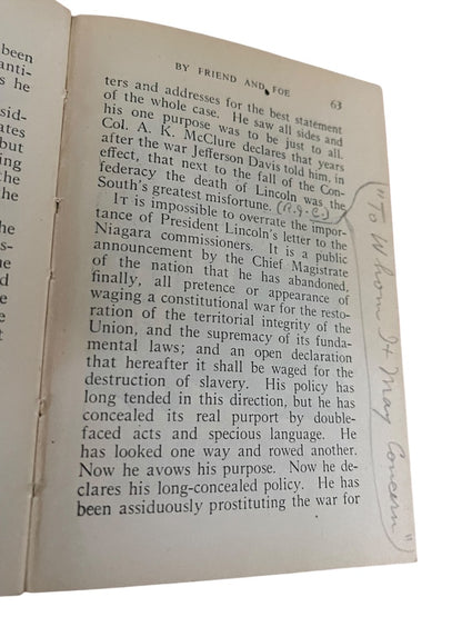 Abraham Lincoln by Firned and Foe Noah Brooks Democratic Manual 1864 Reprint