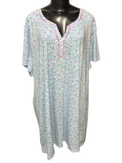 3X Karen Neuburger Floral Short Sleeve Nightgown