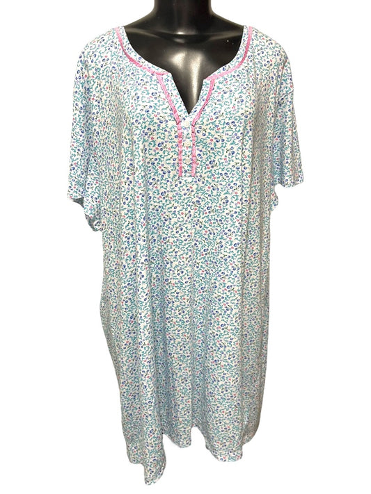 3X Karen Neuburger Floral Short Sleeve Nightgown