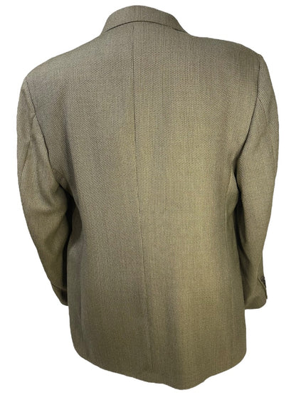 Size 46R Haggar Collections 2 Button Mens Sport Coat Olive Wool Blend