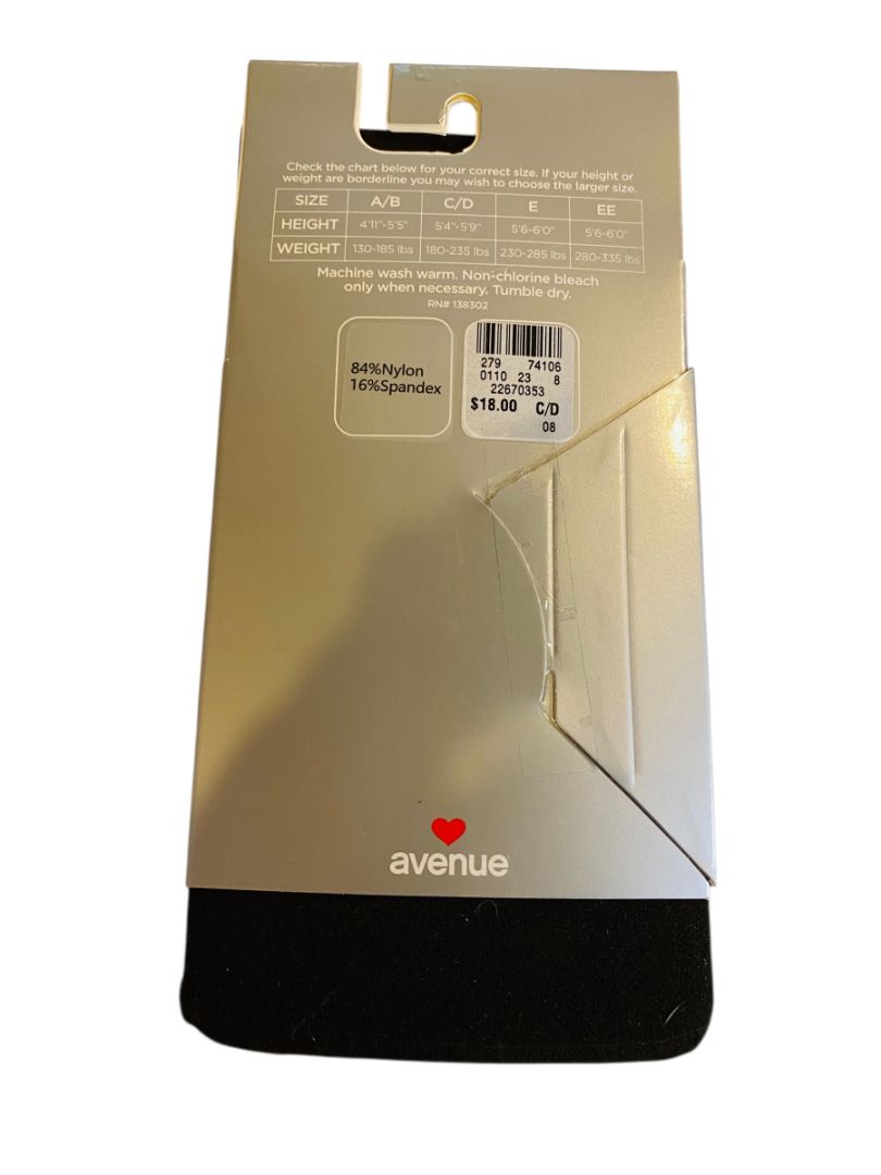 Avenue New Tights Plus Size C/D Espresso Dark Brown Light Control Top