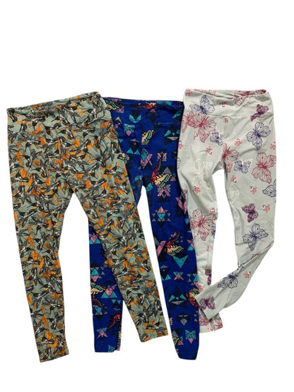 One Size LulaRoe Womens Leggings 3 Pair Assorted Hummingbird Butterfly