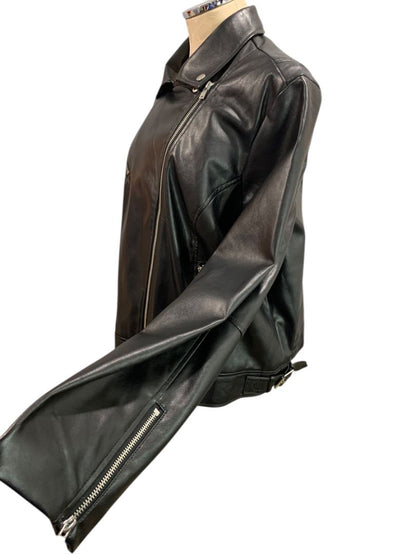 Size 2X Nine West Vegan Leather Womens Moto Style Jacket Black