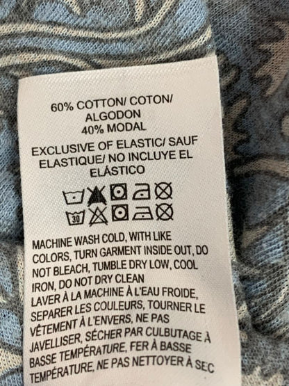 Size XL Lucky Brand Womens Knit Peasant Style Top Blue Ivory Boho