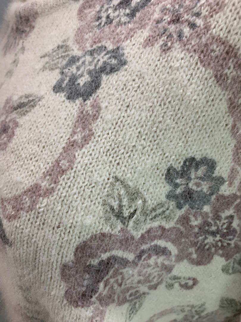 Medium Rachel Max Womens Silk Angora Blend Floral Sweater