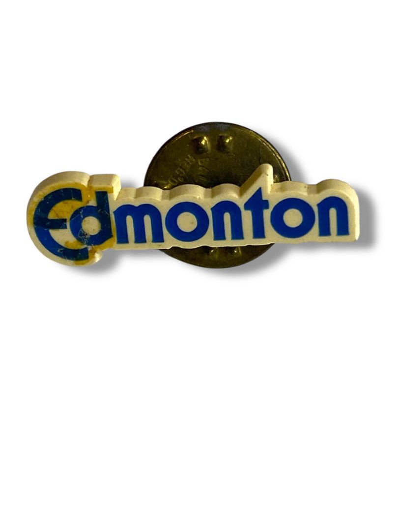 Vintage Edmonton Canada Plastic Lapel Pin 1.2"