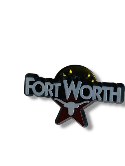 Vintage Fort Worth Plastic Pin Texas Lone Star 1"
