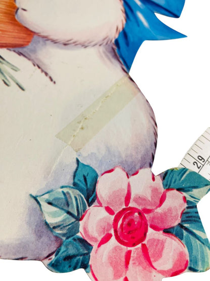 Vintage Easter White Bunny Rabbit with Carrot Diecut 16"