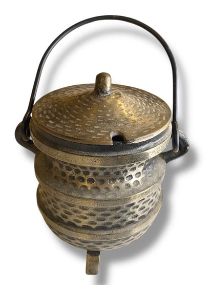 Vintage Cast Iron Smudge Pot Made in Japan Swing Handle Cauldron