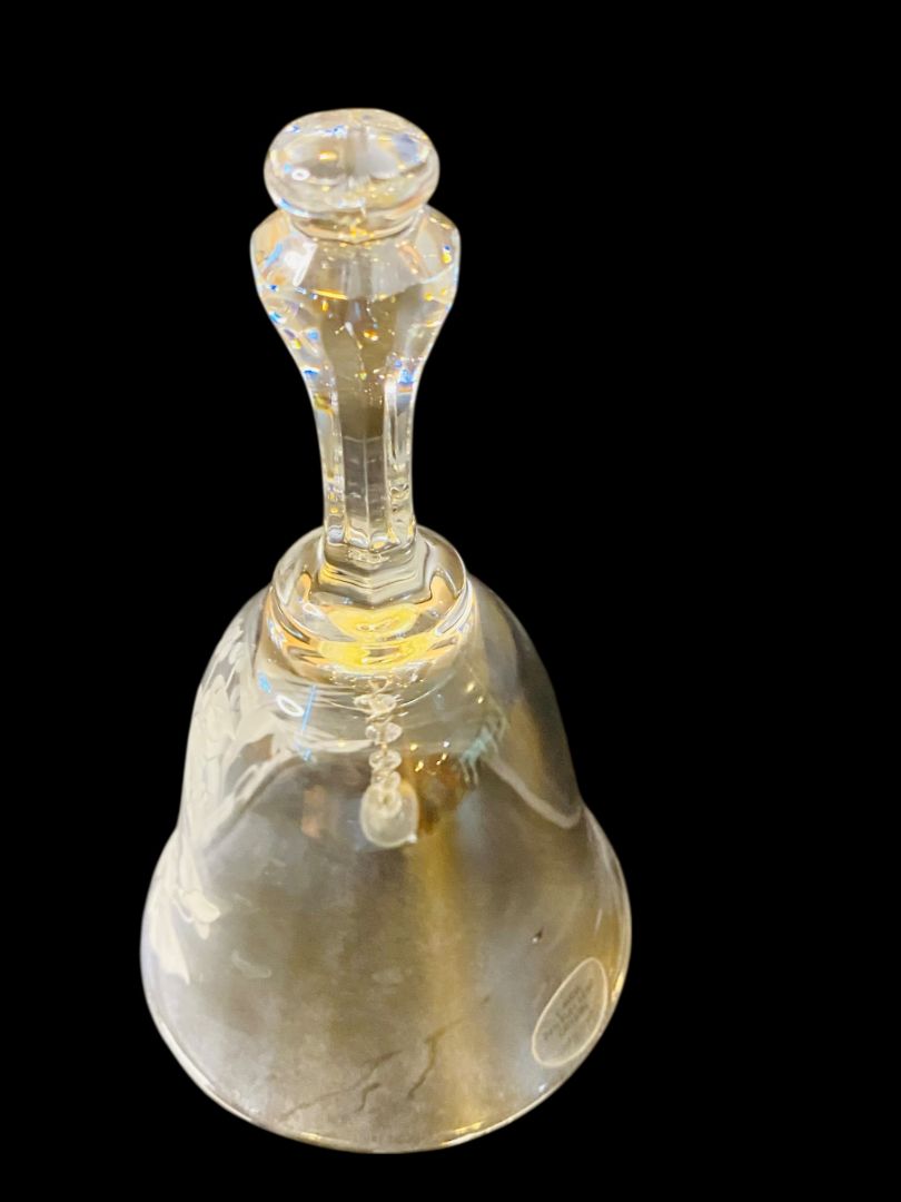 Vintage Avon Crystal Hummingbird Flower Etched Bell 5.5"h