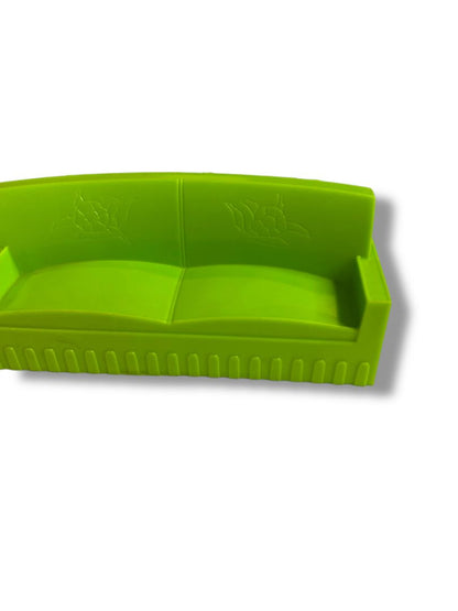 Vintage Plastic Dollhouse Miniature Lime Green Couch 4.75"l x 1.25"d x 2"