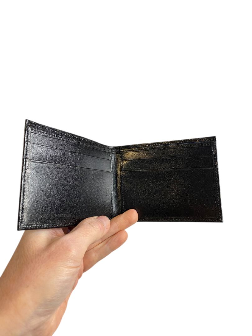 New Black Bifold Mens Split Grain Leather Wallet