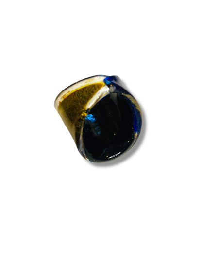 Size 8 All Glass Ring Multicolor Artisan Jewelry Blue Silvertone Goldtone