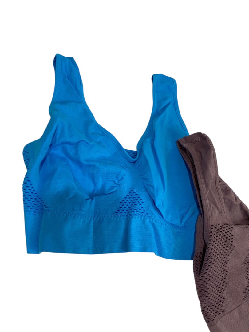 Size 1XL Set of 2 Womens Light Support Sports Bras Blue Purple