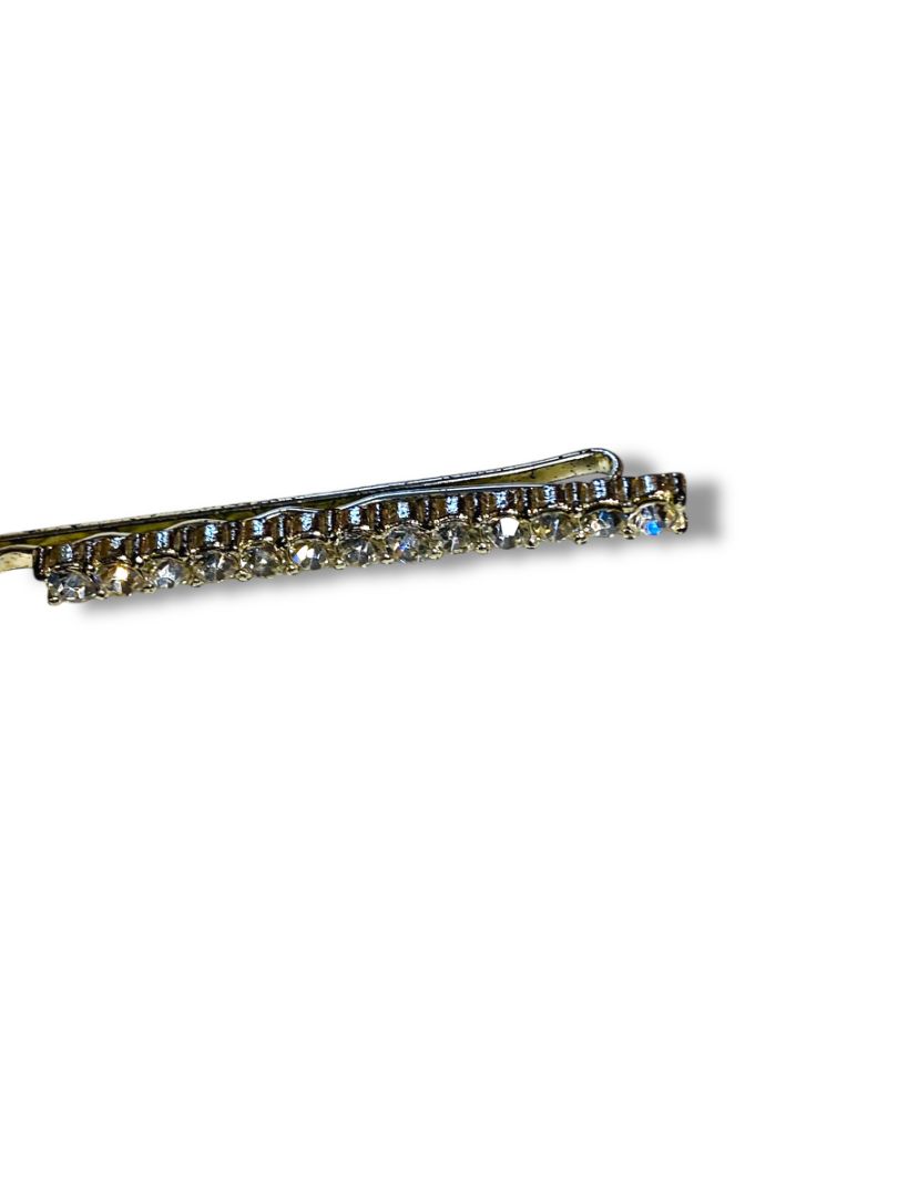 Vintage Rhinestone Bobby Pin Hair Accessory Silvertone 2.25"