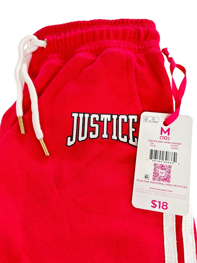 Medium (10) Justice New Side Taped Jogger Sweatpants Dark Pink