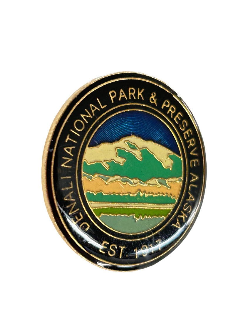 Souvenir Lapel Pin Denali National Park Alaska Resin 1" Diameter