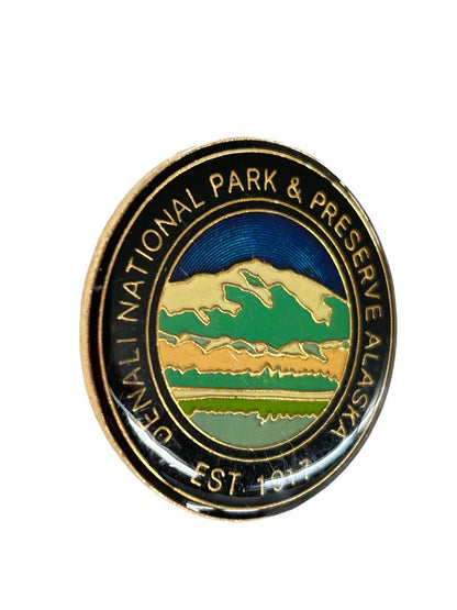 Souvenir Lapel Pin Denali National Park Alaska Resin 1" Diameter