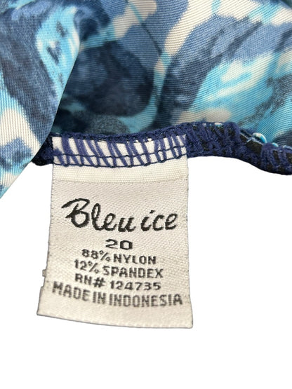 Size 20 Bleu Ice Women's Plus Size New Bathing Suit Swimwear Blue Print