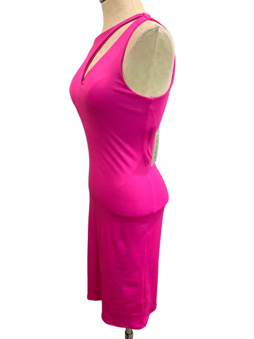 Small Gaze Hot Pink New Bodycon Dress Offset Keyhole Neckline