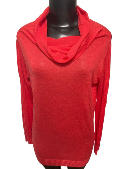 Medium Apostrophe Womens Light Red Long Sleeve Tunic Cowl Neck Sweater Lightweight