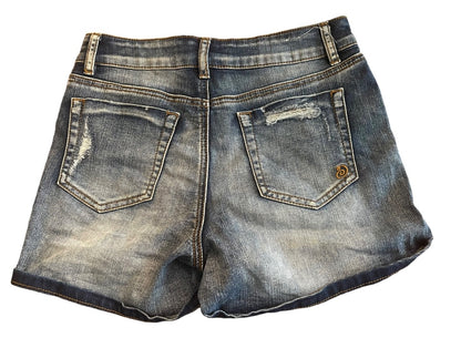 Size 5 Indigo Rein Junior Womens Denim Jean Shorts Distressed Cuffed 2.5" Inseam