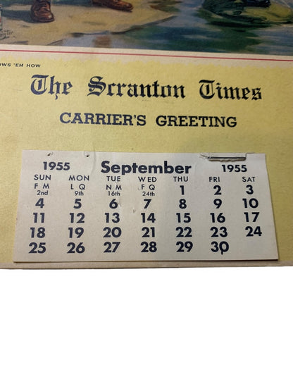 1955 Wall Calendar Promotional The Scranton Times Grandma Shows 'Em How Incomplete