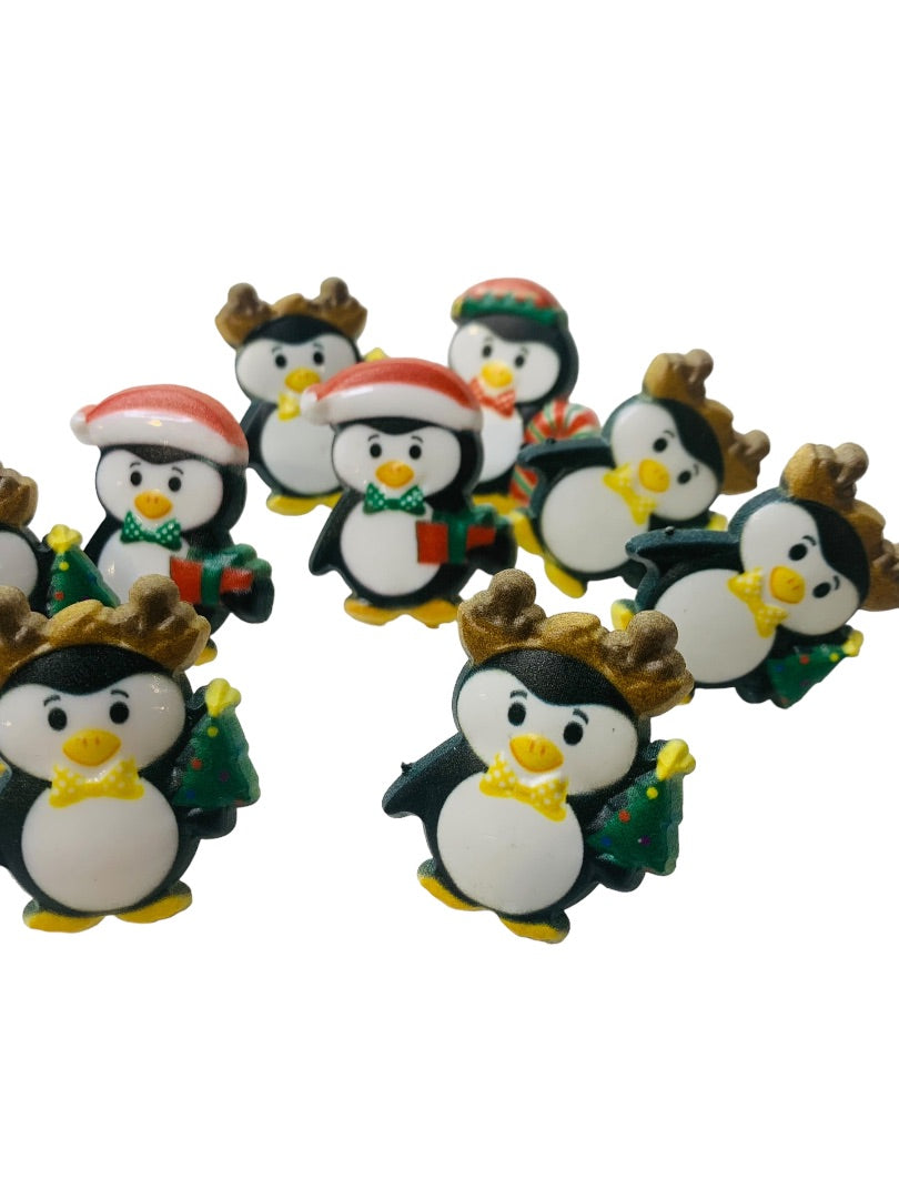 Lot of 9 Vintage 1980s CE Plastic Childrens Rings Cake Toppers Penguin Holiday Reindeer Christmas