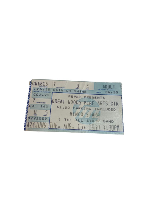 Ringo Starr Used Ticket Stub August 15 1989 Great Woods Perf Arts Ctr Ephemera