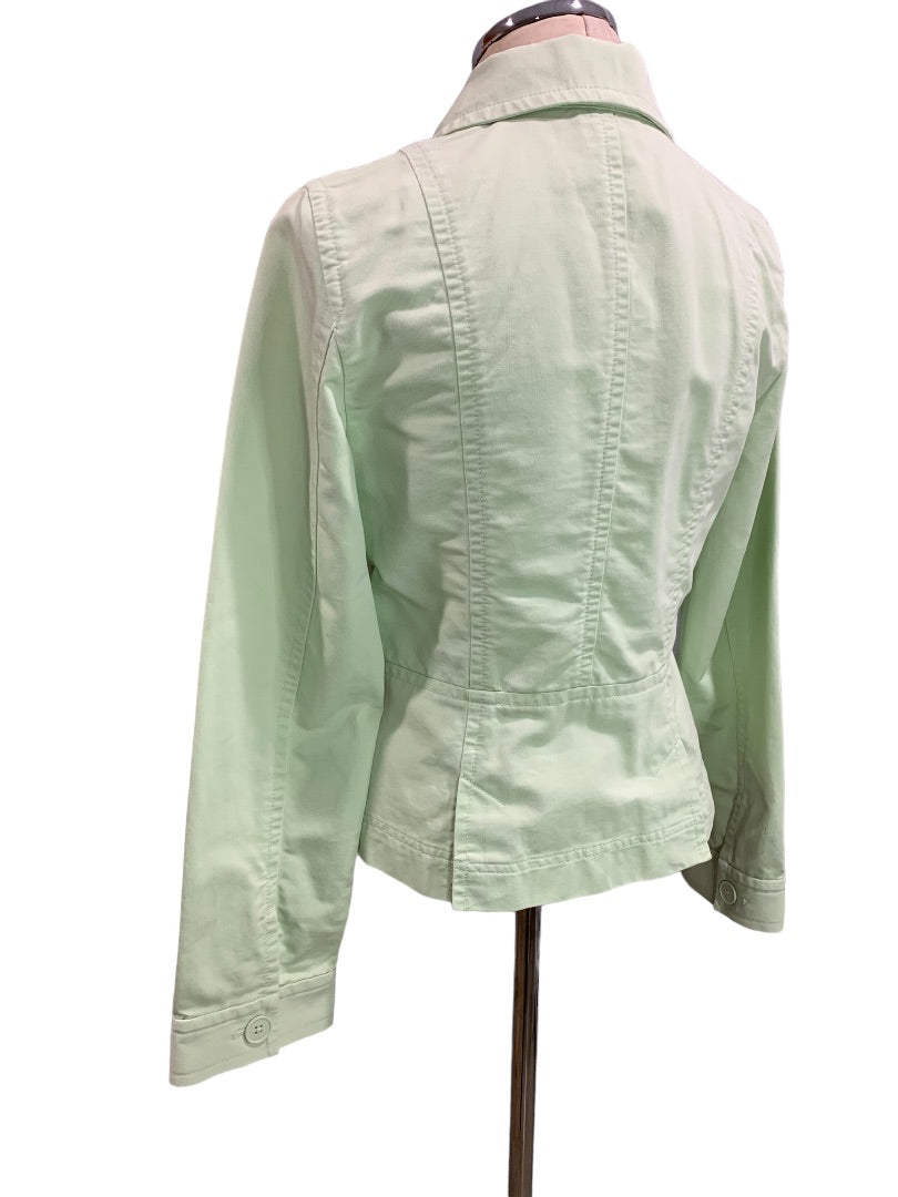 Size 8 Loft Womens Pastel Green Button Up Jacket 100% Cotton Fitted