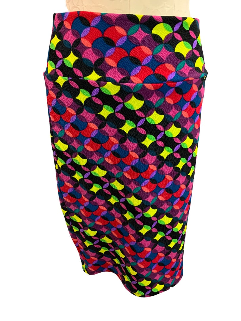 Medium LulaRoe Cassie Pull On Pencil Skirt Colorful Bright Circles Straight Stretch