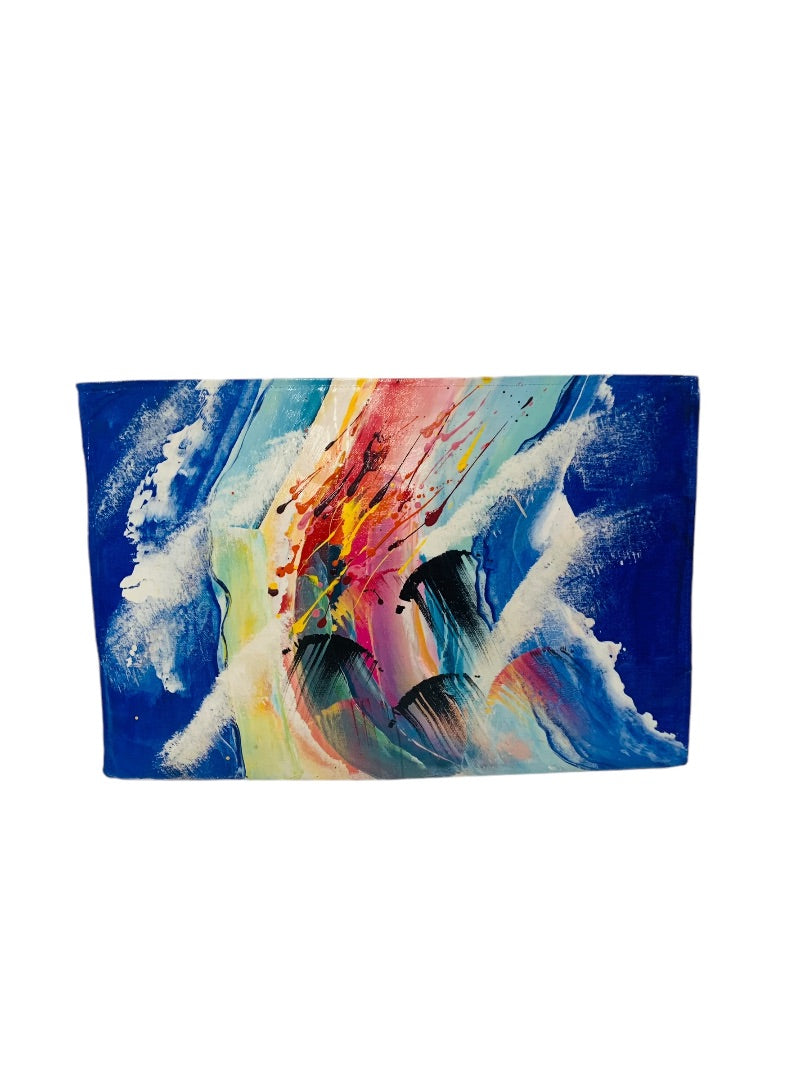 Brushstrokes Portfolio Bag Signed Abstract Art 16.5" x 11" Lined Zip Top