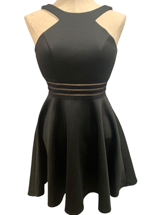 Size 1 City Studio Junior Black Fit and Flare Black Mini Dress Illusion Waist