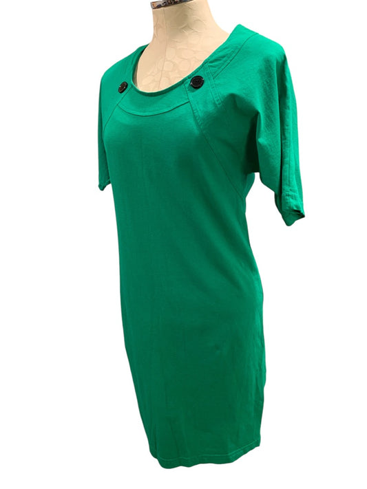 Size 10 Kneat Knits Vintage 1980s Shift Dress Short Sleeve Green