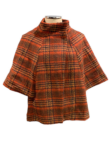 One Size by Anthropologie Cape Capelet Tessa Plaid Womens Academia