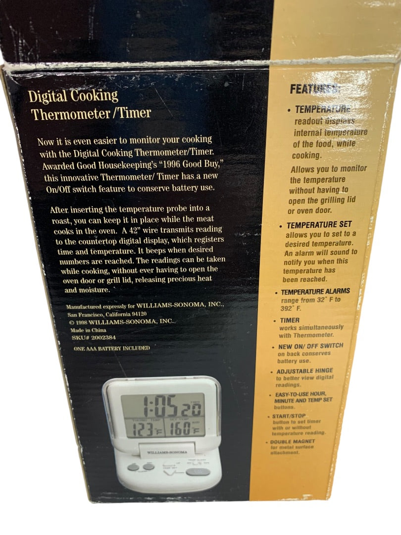 Williams Sonoma Vintage 1990s Digital Cooking Thermometer Timer Working