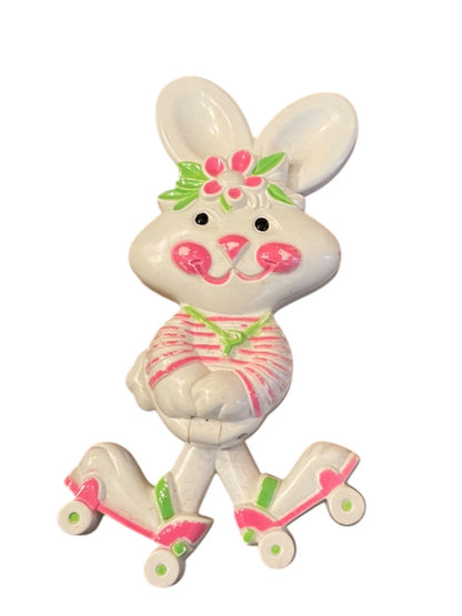 Avon Fragrance Glace Bunny Rabbit Roller Skates Pin 70's